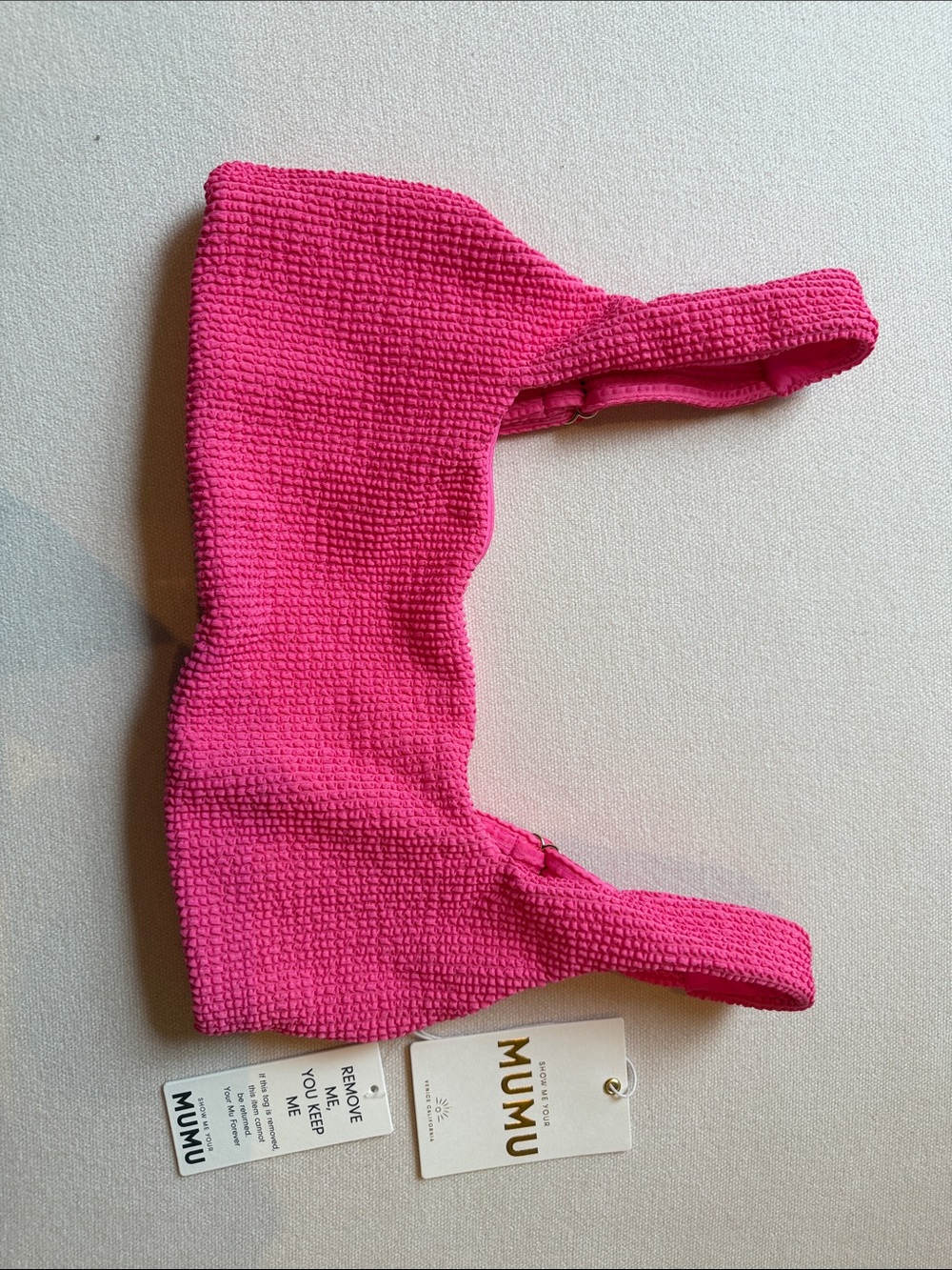 Show Me Your MuMu Hot Pink Textured Bikini Top